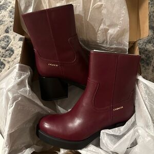 Coach Women's Dark Red Heeled Boots